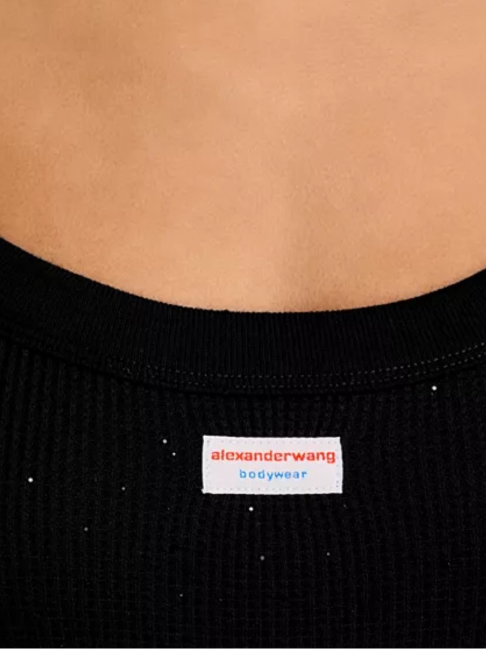 Alexander Wang Black Ribbed Tank Dress with Logo Patch - Picture 2 of 6